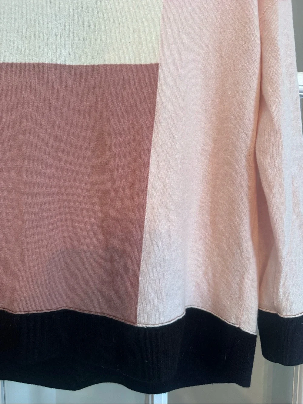 KATE SPADE Pink Colorblock Sz Small Wool Cashmere Blend Slouchy Sweater